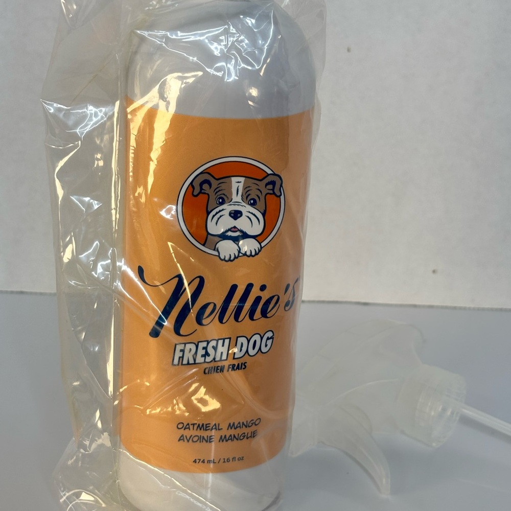 NELLIE’S- Fresh Dog -Oatmeal Mango Spray - Orange & White 16 Fl oz / 474ml